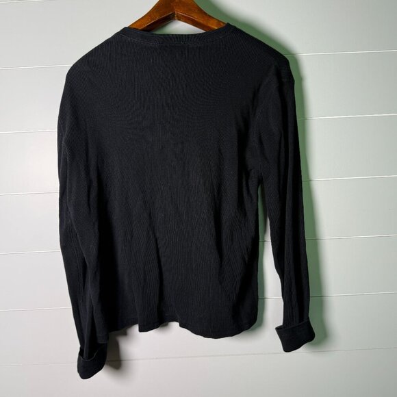 Lauren Ralph Lauren Black Rib 100% Cotton Long Sleeve Shirt w/ Should Pocket XL - Picture 4 of 11